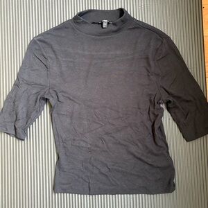 Express Ribbed Black Mock Neck Top